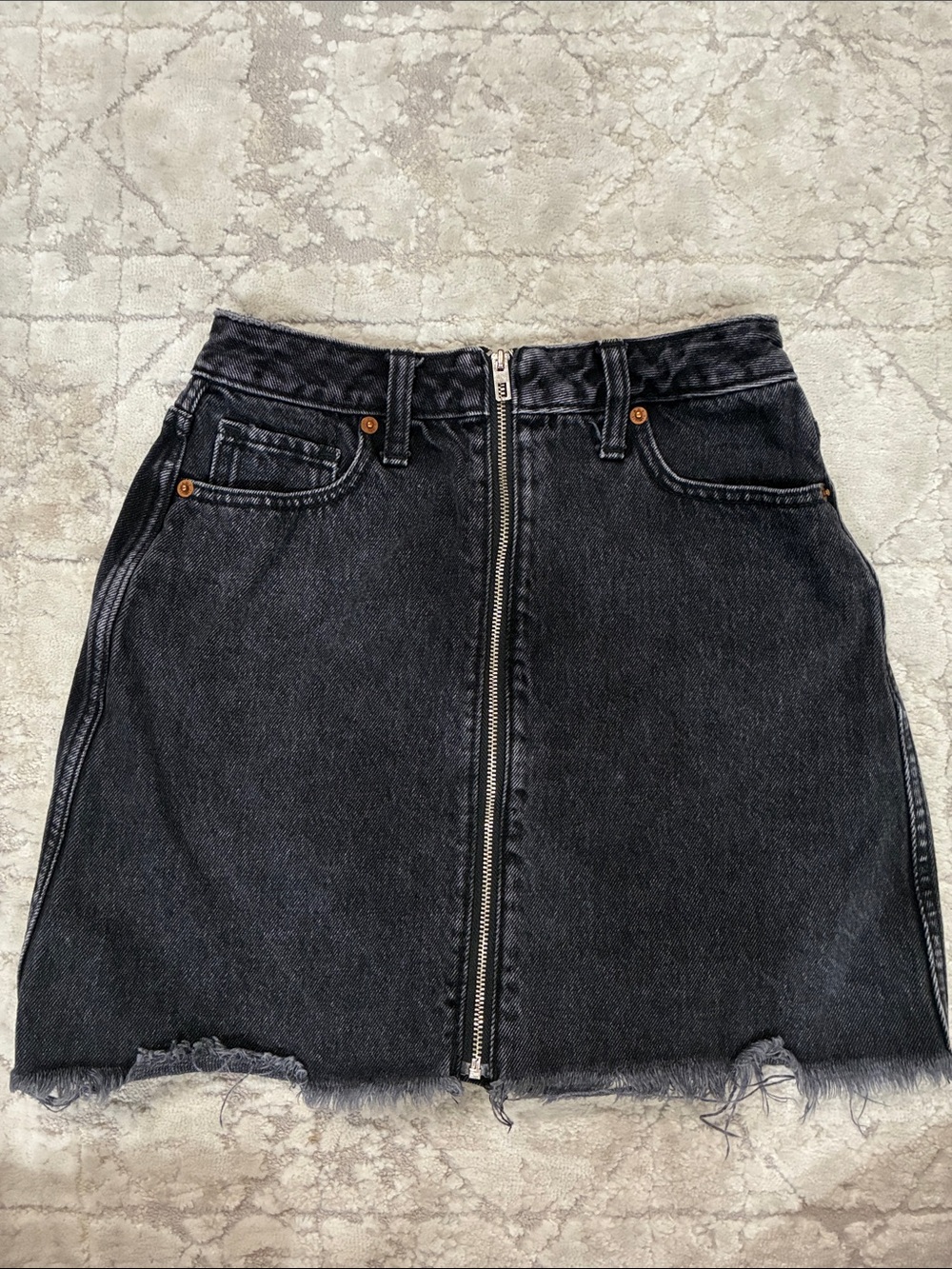 Abercrombie and Fitch a line Zoey Black HZip-Front Denim Mini Skirt